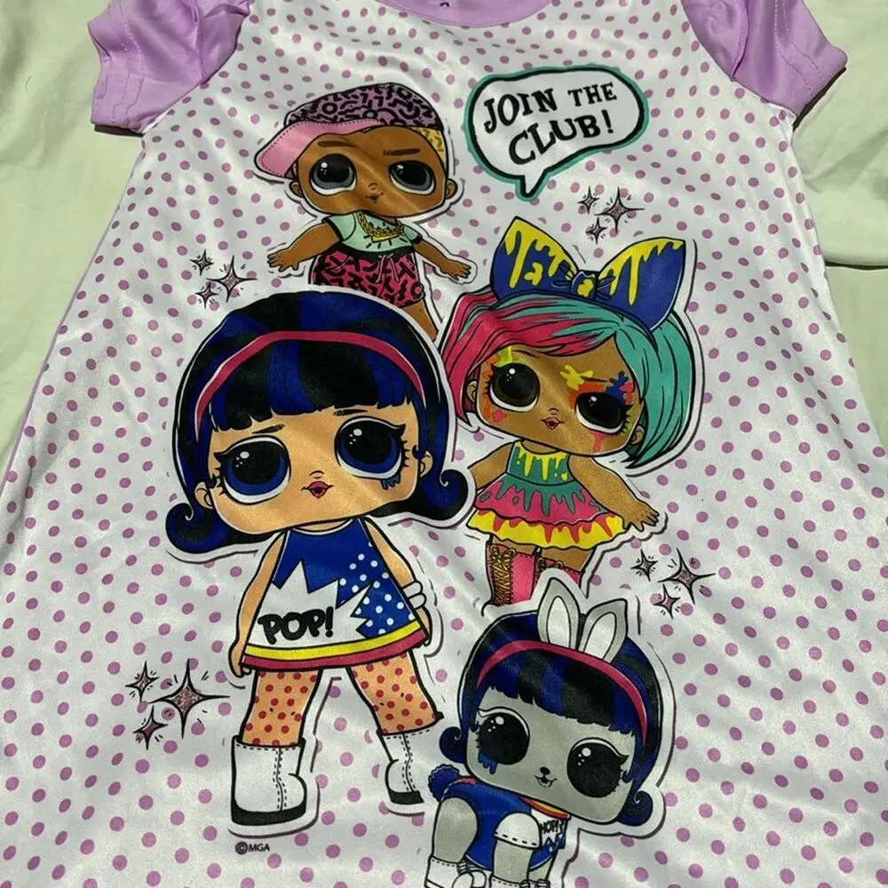 LOL Surprise 6 💯 polyester silkie feel lol doll nightgown nwot purple polka dot